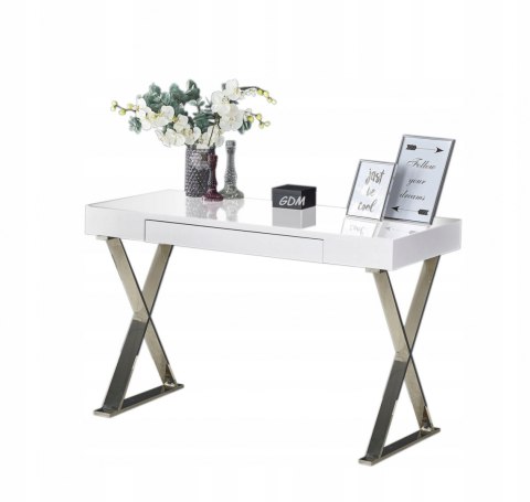 Halmar biurko B31 MDF lakier biały-stal chromowana 120x55, szuflada Halmar biurko B31 MDF lakier biały-stal chromowana 120x55, szuflada
