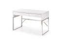 BIURKO Z SZUFLADAMI B32 Halmar MDF lakierowany WYSOKI POŁYSK BIAŁE / STAL NIERDZEWNA 2 szuflady 120x60 BIURKO Z SZUFLADAMI B32 Halmar MDF lakierowany WYSOKI POŁYSK BIAŁE / STAL NIERDZEWNA 2 szuflady 120x60
