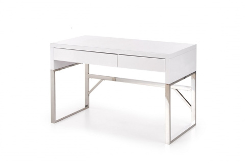 BIURKO Z SZUFLADAMI B32 Halmar MDF lakierowany WYSOKI POŁYSK BIAŁE / STAL NIERDZEWNA 2 szuflady 120x60 BIURKO Z SZUFLADAMI B32 Halmar MDF lakierowany WYSOKI POŁYSK BIAŁE / STAL NIERDZEWNA 2 szuflady 120x60