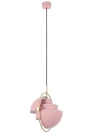 King Home Lampa wisząca sufitowa VARIA różowa - stal nierdzewna złoty uchwyt - ruchomy kulisty klosz King Home Lampa wisząca sufitowa VARIA różowa - stal nierdzewna złoty uchwyt - ruchomy kulisty klosz