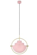 King Home Lampa wisząca sufitowa VARIA różowa - stal nierdzewna złoty uchwyt - ruchomy kulisty klosz King Home Lampa wisząca sufitowa VARIA różowa - stal nierdzewna złoty uchwyt - ruchomy kulisty klosz