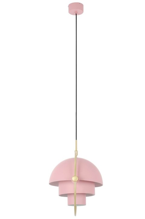 King Home Lampa wisząca sufitowa VARIA różowa - stal nierdzewna złoty uchwyt - ruchomy kulisty klosz King Home Lampa wisząca sufitowa VARIA różowa - stal nierdzewna złoty uchwyt - ruchomy kulisty klosz