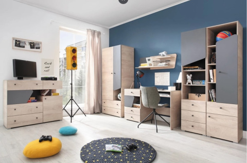 ŁÓŻKO MŁODZIEŻOWE Z SZUFLADAMI DELTA System DL15 L/p - Dąb / Antracyt LAMINAT 120x200 DLA DZIECKA DLA NASTOLATKA ŁÓŻKO MŁODZIEŻOWE Z SZUFLADAMI DELTA System DL15 L/p - Dąb / Antracyt LAMINAT 120x200 DLA DZIECKA DLA NASTOLATKA
