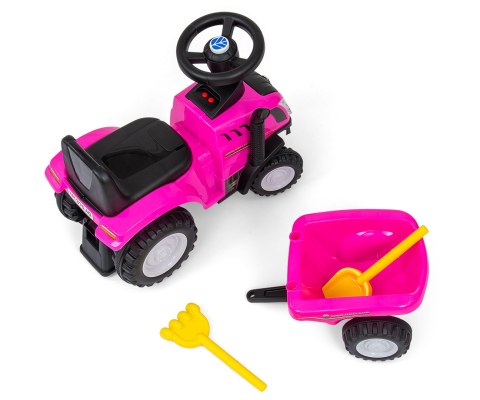 POJAZD JEŹDZIK New Holland T7 Milly Mally TRAKTOR Pink RÓŻOWY Z PRZYCZEPKĄ grabiami i łopatką światła dźwięki POJAZD JEŹDZIK New Holland T7 Milly Mally TRAKTOR Pink RÓŻOWY Z PRZYCZEPKĄ grabiami i łopatką światła dźwięki