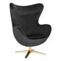 D2.DESIGN Fotel relaksacyjny Jajo Velvet Gold czarny - bujany fotel wypoczynkowy, kołyska, obrotowy - złota noga D2.DESIGN Fotel relaksacyjny Jajo Velvet Gold czarny - bujany fotel wypoczynkowy, kołyska, obrotowy - złota noga