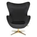 D2.DESIGN Fotel relaksacyjny Jajo Velvet Gold czarny - bujany fotel wypoczynkowy, kołyska, obrotowy - złota noga D2.DESIGN Fotel relaksacyjny Jajo Velvet Gold czarny - bujany fotel wypoczynkowy, kołyska, obrotowy - złota noga