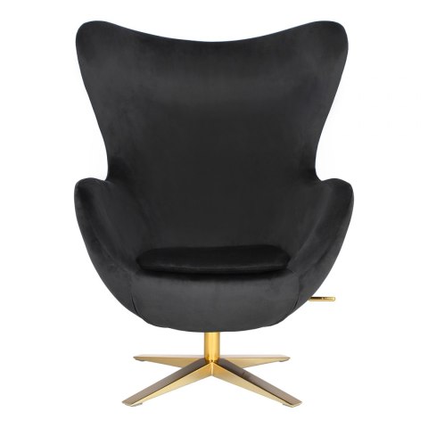 D2.DESIGN Fotel relaksacyjny Jajo Velvet Gold czarny - bujany fotel wypoczynkowy, kołyska, obrotowy - złota noga D2.DESIGN Fotel relaksacyjny Jajo Velvet Gold czarny - bujany fotel wypoczynkowy, kołyska, obrotowy - złota noga