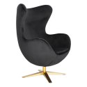 D2.DESIGN Fotel relaksacyjny Jajo Velvet Gold czarny - bujany fotel wypoczynkowy, kołyska, obrotowy - złota noga D2.DESIGN Fotel relaksacyjny Jajo Velvet Gold czarny - bujany fotel wypoczynkowy, kołyska, obrotowy - złota noga