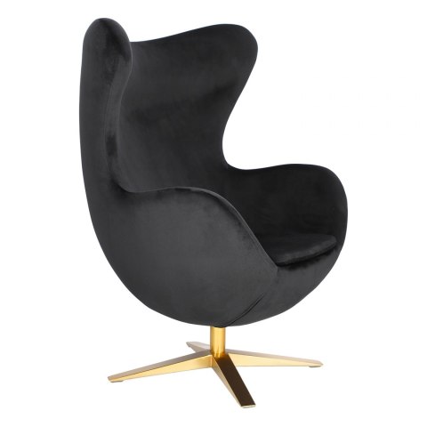 D2.DESIGN Fotel relaksacyjny Jajo Velvet Gold czarny - bujany fotel wypoczynkowy, kołyska, obrotowy - złota noga D2.DESIGN Fotel relaksacyjny Jajo Velvet Gold czarny - bujany fotel wypoczynkowy, kołyska, obrotowy - złota noga