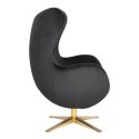 D2.DESIGN Fotel relaksacyjny Jajo Velvet Gold czarny - bujany fotel wypoczynkowy, kołyska, obrotowy - złota noga D2.DESIGN Fotel relaksacyjny Jajo Velvet Gold czarny - bujany fotel wypoczynkowy, kołyska, obrotowy - złota noga