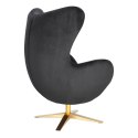 D2.DESIGN Fotel relaksacyjny Jajo Velvet Gold czarny - bujany fotel wypoczynkowy, kołyska, obrotowy - złota noga D2.DESIGN Fotel relaksacyjny Jajo Velvet Gold czarny - bujany fotel wypoczynkowy, kołyska, obrotowy - złota noga
