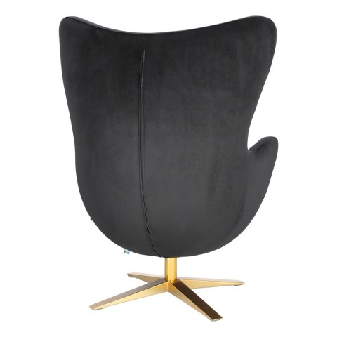 D2.DESIGN Fotel relaksacyjny Jajo Velvet Gold czarny - bujany fotel wypoczynkowy, kołyska, obrotowy - złota noga D2.DESIGN Fotel relaksacyjny Jajo Velvet Gold czarny - bujany fotel wypoczynkowy, kołyska, obrotowy - złota noga