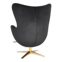 D2.DESIGN Fotel relaksacyjny Jajo Velvet Gold czarny - bujany fotel wypoczynkowy, kołyska, obrotowy - złota noga D2.DESIGN Fotel relaksacyjny Jajo Velvet Gold czarny - bujany fotel wypoczynkowy, kołyska, obrotowy - złota noga
