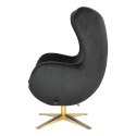 D2.DESIGN Fotel relaksacyjny Jajo Velvet Gold czarny - bujany fotel wypoczynkowy, kołyska, obrotowy - złota noga D2.DESIGN Fotel relaksacyjny Jajo Velvet Gold czarny - bujany fotel wypoczynkowy, kołyska, obrotowy - złota noga