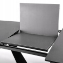 Halmar stół FANGOR rozkładany prostokątny blat szkło MDF lakier - ciemny popiel, podstawa stal nierdzewna - czarny 160-220x90