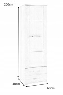 Halmar witryna LIMA W-1 szkło, MDF laminat, obrzeża ABS biały połysk/dąb sonoma 60x40 Halmar witryna LIMA W-1 szkło, MDF laminat, obrzeża ABS biały połysk/dąb sonoma 60x40