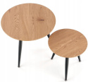 Halmar MENTONA 2, zestaw 2x ława MDF fornir dąb złoty/czarny stal malowana fi59 fi40 Halmar MENTONA 2, zestaw 2x ława MDF fornir dąb złoty/czarny stal malowana fi59 fi40