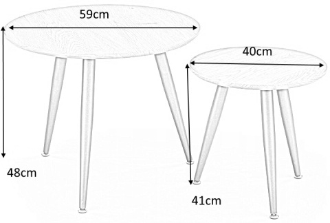 Halmar MENTONA 2, zestaw 2x ława MDF fornir dąb złoty/czarny stal malowana fi59 fi40 Halmar MENTONA 2, zestaw 2x ława MDF fornir dąb złoty/czarny stal malowana fi59 fi40