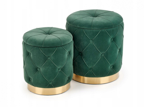Halmar POLLY zestaw 2x pufa otwierana, ciemny zielony velvet, stal złoty fi 40 Halmar POLLY zestaw 2x pufa otwierana, ciemny zielony velvet, stal złoty fi 40