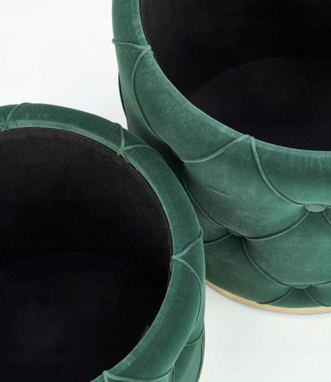 Halmar POLLY zestaw 2x pufa otwierana, ciemny zielony velvet, stal złoty fi 40 Halmar POLLY zestaw 2x pufa otwierana, ciemny zielony velvet, stal złoty fi 40
