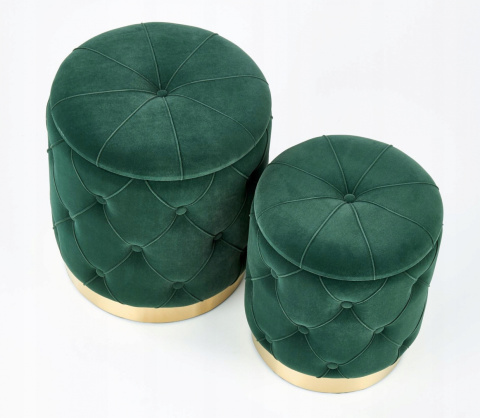 Halmar POLLY zestaw 2x pufa otwierana, ciemny zielony velvet, stal złoty fi 40 Halmar POLLY zestaw 2x pufa otwierana, ciemny zielony velvet, stal złoty fi 40
