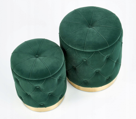Halmar POLLY zestaw 2x pufa otwierana, ciemny zielony velvet, stal złoty fi 40 Halmar POLLY zestaw 2x pufa otwierana, ciemny zielony velvet, stal złoty fi 40