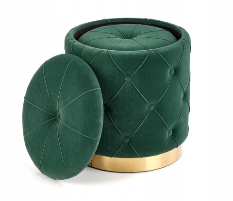 Halmar POLLY zestaw 2x pufa otwierana, ciemny zielony velvet, stal złoty fi 40 Halmar POLLY zestaw 2x pufa otwierana, ciemny zielony velvet, stal złoty fi 40