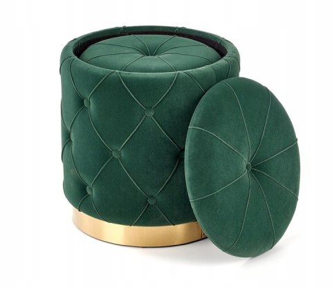 Halmar POLLY zestaw 2x pufa otwierana, ciemny zielony velvet, stal złoty fi 40 Halmar POLLY zestaw 2x pufa otwierana, ciemny zielony velvet, stal złoty fi 40