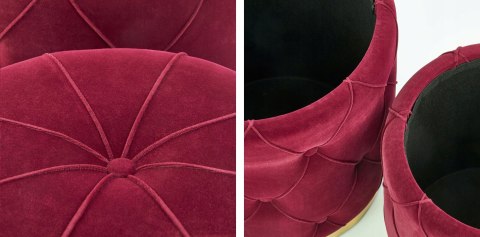 PUFA OKRĄGŁA OTWIERANA ZESTAW 2 POLLY TAPICERKA BORDOWA VELVET stal ZŁOTY fi 40 Halmar PUFA OKRĄGŁA OTWIERANA ZESTAW 2 POLLY TAPICERKA BORDOWA VELVET stal ZŁOTY fi 40 Halmar