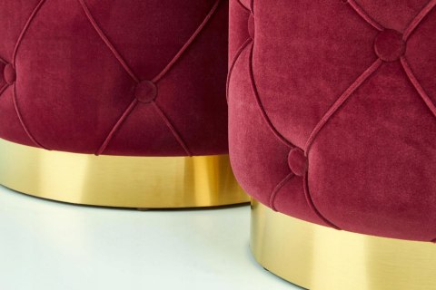 PUFA OKRĄGŁA OTWIERANA ZESTAW 2 POLLY TAPICERKA BORDOWA VELVET stal ZŁOTY fi 40 Halmar PUFA OKRĄGŁA OTWIERANA ZESTAW 2 POLLY TAPICERKA BORDOWA VELVET stal ZŁOTY fi 40 Halmar