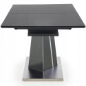 Halmar stół SALVADOR rozkładany blat szkło MDF lakierowany ciemny popiel nogi ciemny popiel stal nierdzewna 160-200x90
