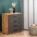 Halmar komoda LIMA KM-3 dąb wotan/popielaty MDF laminat obrzeża ABS 77x40, 4 szuflady Halmar komoda LIMA KM-3 dąb wotan/popielaty MDF laminat obrzeża ABS 77x40, 4 szuflady
