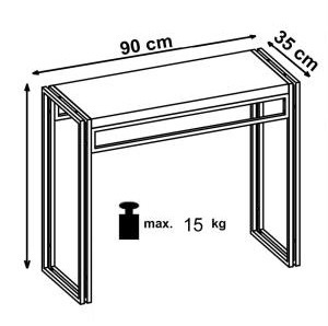Halmar konsolka BOLIVAR KN1 MDF fornir dąb złoty / czarny stal 90x35 Halmar konsolka BOLIVAR KN1 MDF fornir dąb złoty / czarny stal 90x35