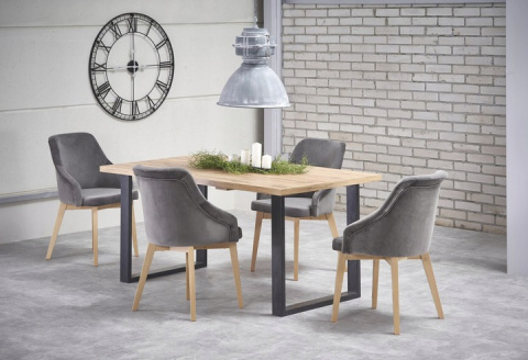 STÓŁ ROZKŁADANY VENOM 135-185 x 85 cm Halmar BLAT DĄB WOTAN laminat OBRZEŻA ABS nogi stal malowana CZARNE STÓŁ ROZKŁADANY VENOM 135-185 x 85 cm Halmar BLAT DĄB WOTAN laminat OBRZEŻA ABS nogi stal malowana CZARNE