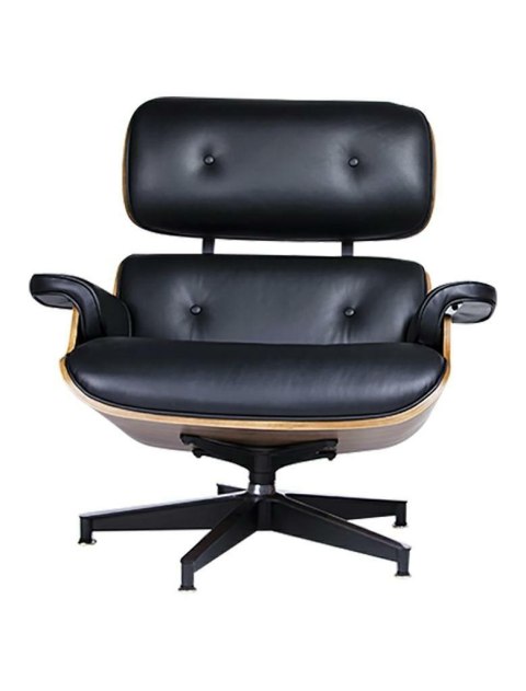 King Home Fotel gabinetowy LOUNGE HM PREMIUM SZEROKI czarny włoska skóra, orzech gięte drewno stal lakierowana - obrotowy King Home Fotel gabinetowy LOUNGE HM PREMIUM SZEROKI czarny włoska skóra, orzech gięte drewno stal lakierowana - obrotowy