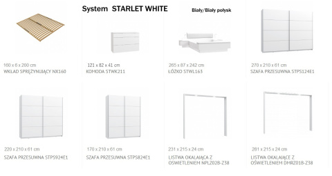 Meble Forte STARLET WHITE STWL163-V29 Łóżko z szafkami nocnymi Biały Meble Forte STARLET WHITE STWL163-V29 Łóżko z szafkami nocnymi Biały