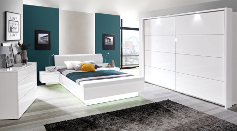Meble Forte STARLET WHITE STWL163-V29 Łóżko z szafkami nocnymi Biały Meble Forte STARLET WHITE STWL163-V29 Łóżko z szafkami nocnymi Biały