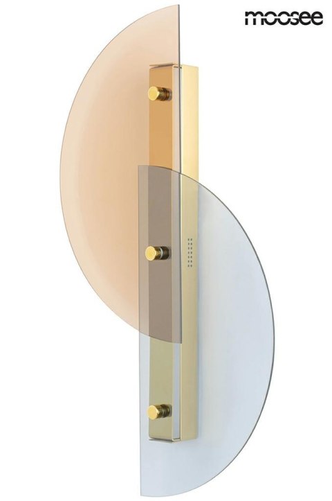 Moosee MOOSEE kinkiet LED VITRAL - błękitne i miedziane szklane półkola na metalowej złotej podstawie Moosee MOOSEE kinkiet LED VITRAL - błękitne i miedziane szklane półkola na metalowej złotej podstawie