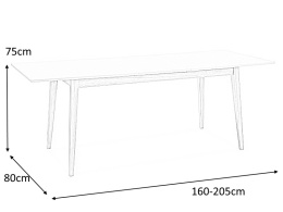 SIGNAL STÓŁ CESAR MDF LAMINAT BIAŁY/DĄB LITE DREWNO 160(205)x80