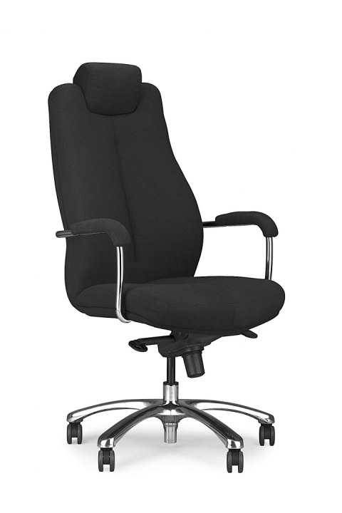 SONATA XXL fotel obrotowy czarny - krzesło biurowe czarne, stelaż stalowy