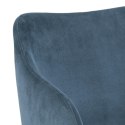 ACTONA Krzesło do jadalni Casablanca Dark Blue - tapicerowane krzesło granatowe z podłokietnikami, nogi czarne metalowe płozy ACTONA Krzesło do jadalni Casablanca Dark Blue - tapicerowane krzesło granatowe z podłokietnikami, nogi czarne metalowe płozy