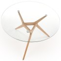 Halmar stół ASHMORE okrągły blat szkło - transparentny, noga lite drewno dębowe- naturalny fi 120 Halmar stół ASHMORE okrągły blat szkło - transparentny, noga lite drewno dębowe- naturalny fi 120