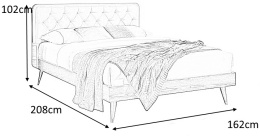 Halmar łóżko CASSIDY velvet popielaty / orzech drewno kauczukowe 160x200