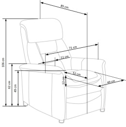 Halmar JORDAN fotel wypoczynkowy rozkładany popielaty ( szary ) tkanina