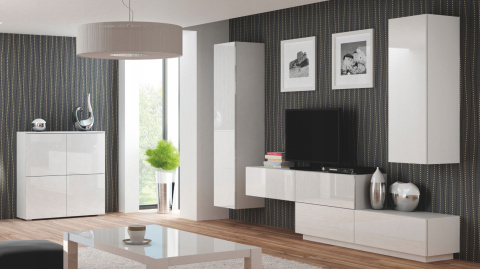 Halmar LIVO RTV 180 wisząca MDF biały połysk 180x40 system push-click Halmar LIVO RTV 180 wisząca MDF biały połysk 180x40 system push-click