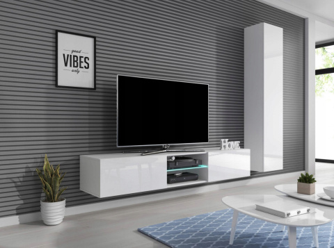 Halmar LIVO RTV 180 wisząca MDF biały połysk 180x40 system push-click Halmar LIVO RTV 180 wisząca MDF biały połysk 180x40 system push-click
