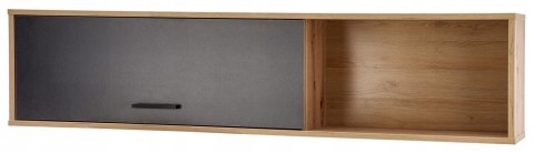 Halmar RAVEN P-1 półka wisząca kolor: dąb artisan/czarny, MDF fornir obrzeża ABS, szkło Halmar RAVEN P-1 półka wisząca kolor: dąb artisan/czarny, MDF fornir obrzeża ABS, szkło