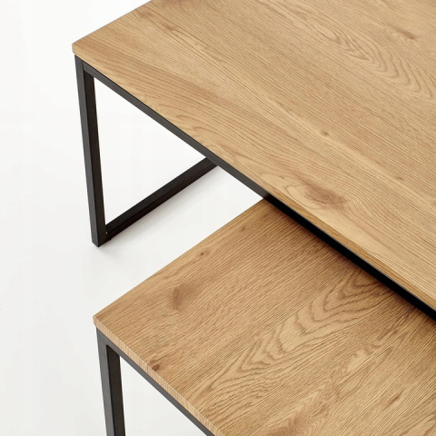 Halmar ława SABROSA zestaw 2 stelaż stal malowana proszkowo - czarny, blat MDF laminowany - dąb złoty 100x50 80x50 Halmar ława SABROSA zestaw 2 stelaż stal malowana proszkowo - czarny, blat MDF laminowany - dąb złoty 100x50 80x50