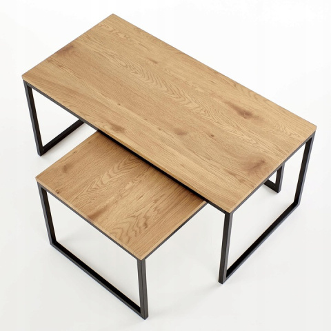 Halmar ława SABROSA zestaw 2 stelaż stal malowana proszkowo - czarny, blat MDF laminowany - dąb złoty 100x50 80x50 Halmar ława SABROSA zestaw 2 stelaż stal malowana proszkowo - czarny, blat MDF laminowany - dąb złoty 100x50 80x50