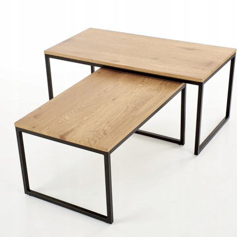 Halmar ława SABROSA zestaw 2 stelaż stal malowana proszkowo - czarny, blat MDF laminowany - dąb złoty 100x50 80x50 Halmar ława SABROSA zestaw 2 stelaż stal malowana proszkowo - czarny, blat MDF laminowany - dąb złoty 100x50 80x50